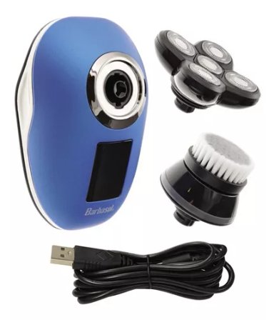 MÁQUINA BARBASOL AFEITAR CABEZA GIRATORIA RECARGABLE USB AZUL - 3
