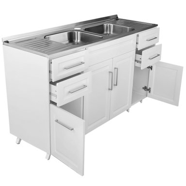 KIT MUEBLE LAVAPLATOS DOMSA 150CM BLANCO PVCP150 - 7