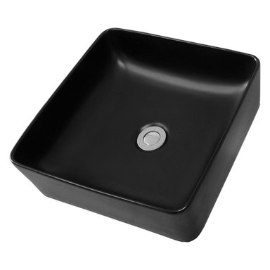 LAVAMANOS DOMSA BE3102-N SOBREPONER /37 X 37 X 13 CM CERÁMICA NEGRO - 4