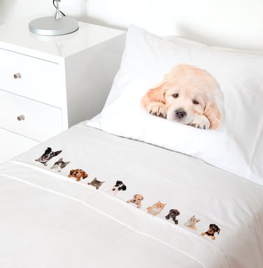 SET SÁBANAS TUYO PRINT ANIMAL FRIEND 1 PLAZA 200 HILOS ALGODÓN BLANCO ESTAMPADO - 1