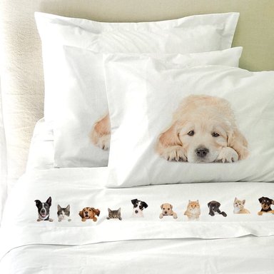 SET SÁBANAS TUYO PRINT ANIMAL FRIEND 1 PLAZA 200 HILOS ALGODÓN BLANCO ESTAMPADO - 2