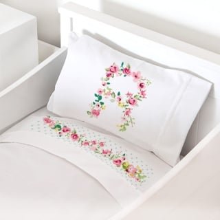 SET SÁBANAS TUYO PRINT LETRAS VINTAGE R ALGODÓN BLANCO MOISÉS COLECHO - 1