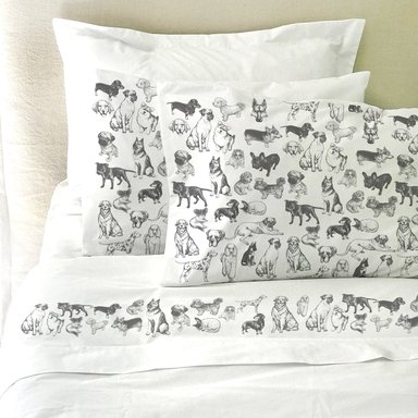 SET SÁBANAS TUYO PRINT DOG LOVER 2 PLAZAS 200 HILOS ALGODÓN BLANCO ESTAMPADO - 1