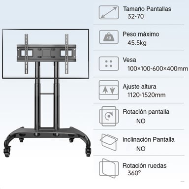 SOPORTE TV CA55 RUEDAS PEDESTAL MÓVIL HASTA 70 PULGADAS - 6