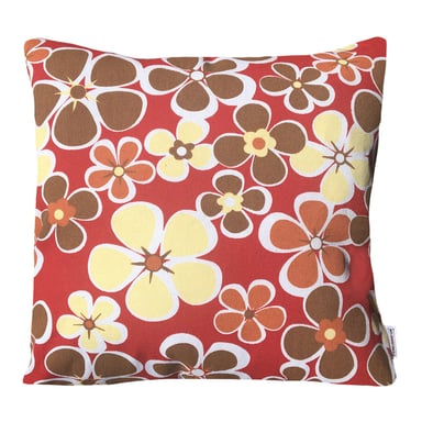 COJÍN ELIZABETH PEPER DECORATIVO DISEÑO FLORES AMARILLAS CAFÉ RELLENO 60 X 60 CM ROJO - 1