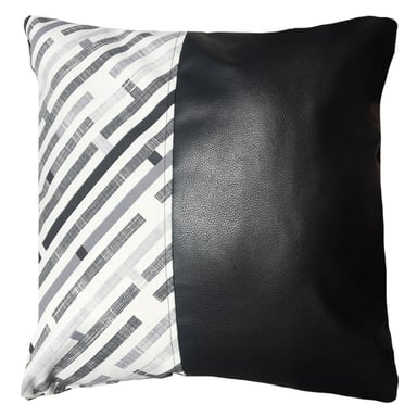 COJÍN ELIZABETH PEPER DECORATIVO ECOCUERO GRIS Y RELLENO 45 X 45 CM NEGRO - 1