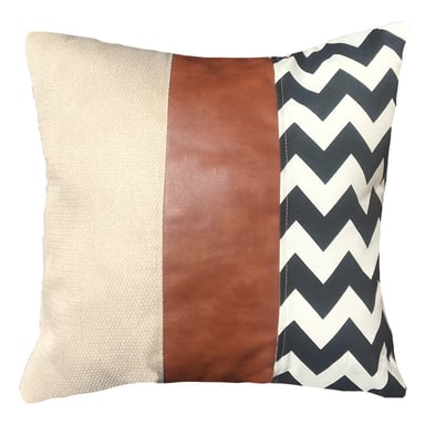 FUNDA COJÍN ELIZABETH PEPER DECORATIVO ECOCUERO ZIGZAG 45 X 45 CM BLANCO NEGRO - 1