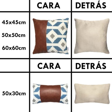 COJÍN ELIZABETH PEPER PACK 4 DECORATIVOS ECOCUERO 45 X 45 CM AZUL - 4