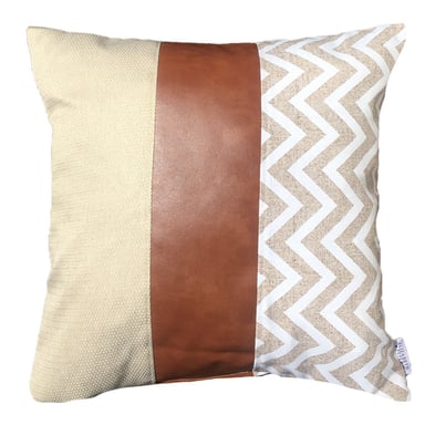 COJÍN ELIZABETH PEPER PACK 4 DECORATIVOS ECOCUERO ZIGZAG 50 X 50 CM CREMA - 2