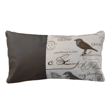 COJÍN ELIZABETH PEPER DECORATIVO ECOCUERO AVES RELLENO 50 X 30 CM CAFÉ - 1
