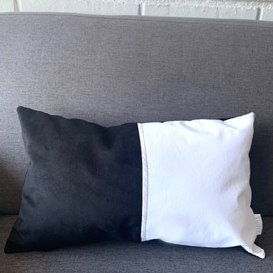 FUNDA COJÍN ELIZABETH PEPER DECORATIVO ECOCUERO BLANCO Y 50 X 30 CM NEGRO - 4
