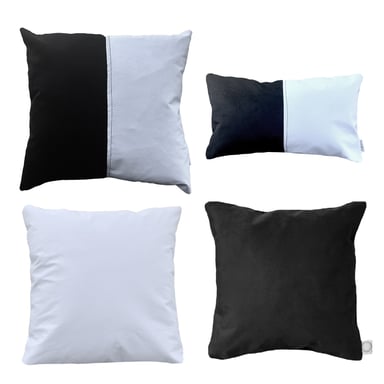 COJÍN ELIZABETH PEPER PACK 4 DECORATIVO ECOCUERO BLANCO Y RELLENO 50 X 50 CM NEGRO - 1