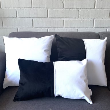 COJÍN ELIZABETH PEPER PACK 4 DECORATIVO ECOCUERO BLANCO Y RELLENO 50 X 50 CM NEGRO - 2