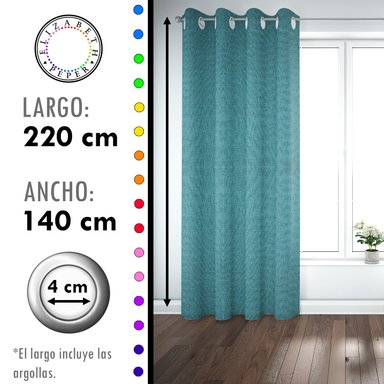 SET DE CORTINAS BLACKOUT 2 PAÑOS DE 140 X 220 CM TURQUESA - 4