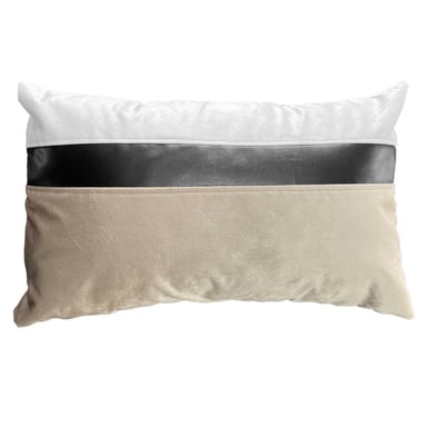 COJÍN ELIZABETH PEPER DECORATIVO DISEÑO NEGRO ECOCUERO RELLENO 50 X 30 CM BEIGE - 1