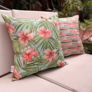 FUNDA COJÍN DECORATIVO DISEÑO PINCELES ROSA VERDE 50X50 - 4