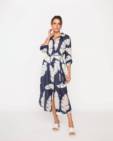 VESTIDO MAXI ALGODÓN MUJER LE CIVETTE AZUL MARINO CLAUDE - 1