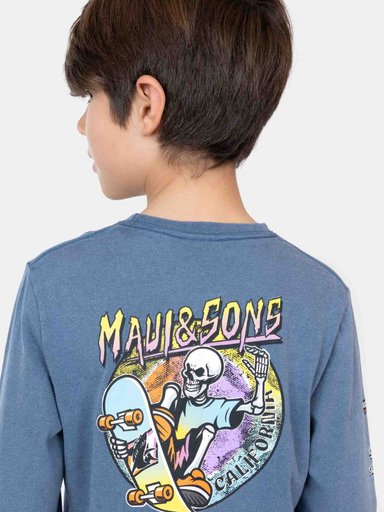 POLERA MANGA LARGA NIÑO MAUI & SONS 5P845-KV25 ML SKATE SHARK AZUL - 3
