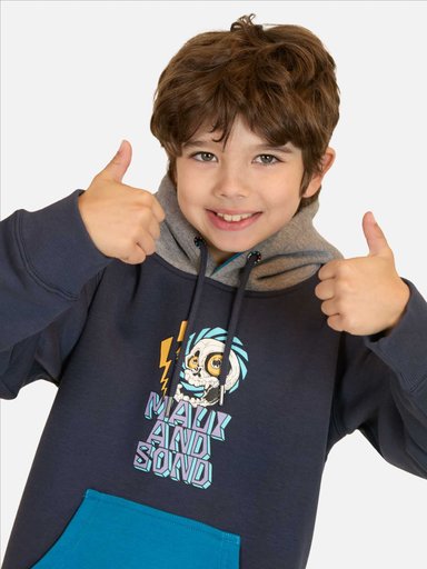 POLERON CANGURO SHORE AZUL INFANTIL MAUI AND SONS - 3