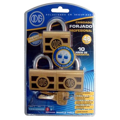 PACK ODIS 3 CANDADOS 750 46 MM LLAVES IGUALES - 6