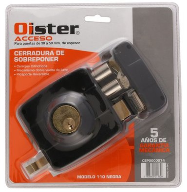 CERRADURA OISTER SOBREPONER 110 - NEGRO - 6