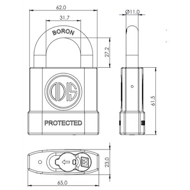 CANDADO ODIS M60 PROTECTED 63 MM NEGRO - 3