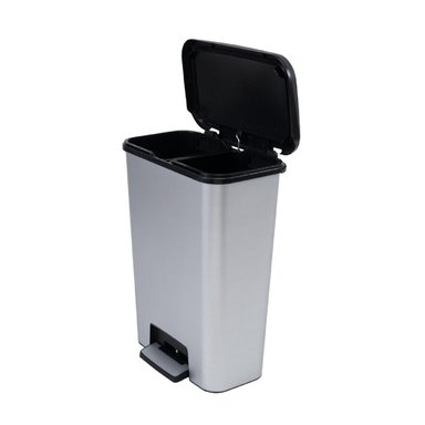 BASURERO KETER COMPATTA DUO 50L STEEL RECICLAJE - 1