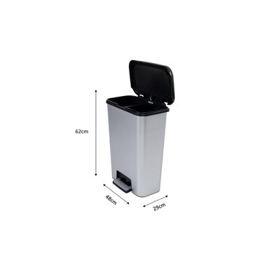 BASURERO KETER COMPATTA DUO 50L STEEL RECICLAJE - 5