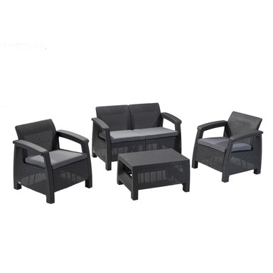 JUEGO TERRAZA KETER CORFU JARDIN 2 CUERPOS GRAFITO - 1