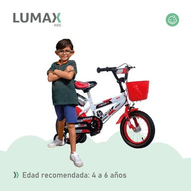 BICICLETA ARO 16 INFANTIL LUMAX ROJO CON RUEDITAS - 5