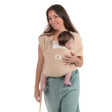 FULAR ALGODÓN SEMIELASTICADO PORTABEBE BEIGE AMAMANTAS - 2