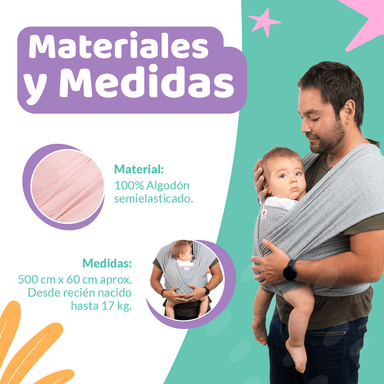 FULAR ALGODÓN SEMIELASTICADO PORTABEBE BEIGE AMAMANTAS - 4