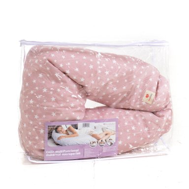 COJÍN AMAMANTAS MULTIFUNCIONAL MATERNAL ALGODÓN ROSA MICROPERLAS - 7