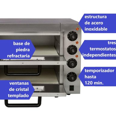 HORNO INDUSTRIAL PROCHEF 40 X 40 CM PIZZERO ELECTRICO 2 CAMARAS - 3