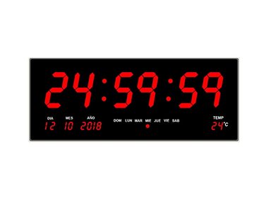 RELOJ DIGITAL LED PARED HORA FECHA TEMPERATURA - 1