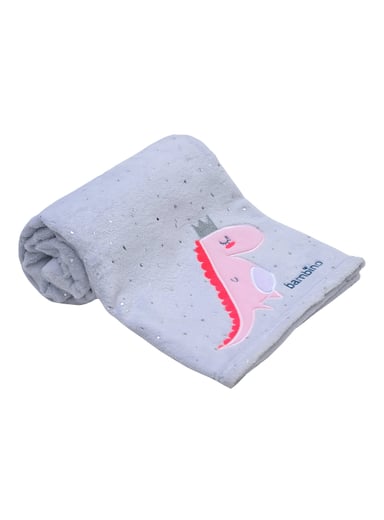 FRAZADA DE CORAL PLUSH BAMBINO DINOSAURIO GRIS - 1