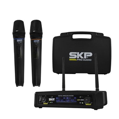 MICROFONO DOBLE INALAMBRICO SKP UHF 300D - 1