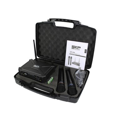 MICROFONO DOBLE INALAMBRICO SKP UHF 300D - 5