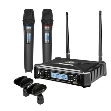 MICRÓFONO SKP UHF 600 PRO INALÁMBRICO DOBLE - 1