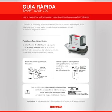 ASPIRADORA Y LIMPIA TAPIZ TELEFUNKEN SMART WASH 700 - 2