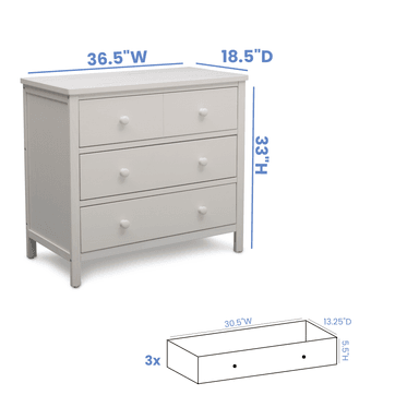 CÓMODA DELTA CHILDREN W101030-1349 3 CAJONES MIDDLETON BLANCO - 5