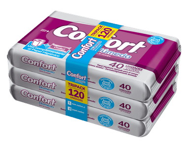 PAPEL HIGIENICO HÚMEDO CONFORT TRIPACK X 40UN - 2