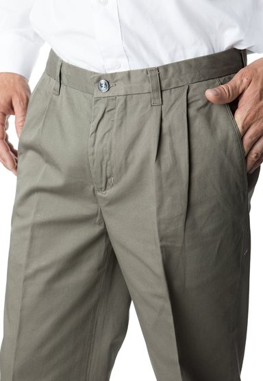 PANTALÓN HOMBRE KOTTING VERDE GABARDINA PINZADO - 1