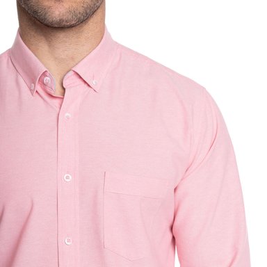 CAMISA HOMBRE MANGA LARGA CUELLO SEMI ITALIANO CHAMBRAY | ROSADO - 3