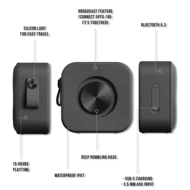PARLANTE PORTATIL SUDIO F2 BT BLACK WATER RESISTANT 20W RMS - 6