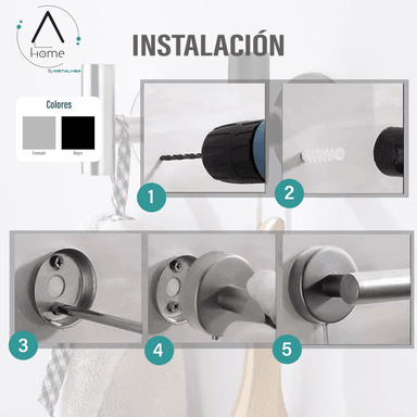 SET DE BAÑO INOXIDABLE NEGRO 5 PIEZAS - 6