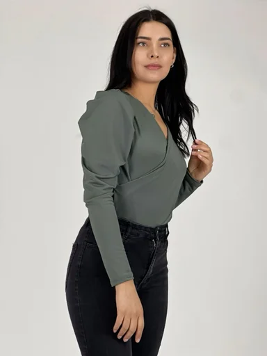 BODY MANGA LARGA CRUZADO GRIS - 3