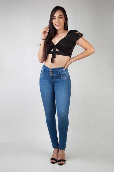 JEANS MUJER SHADDAY AZUL LEVANTA COLA 3355 - 1