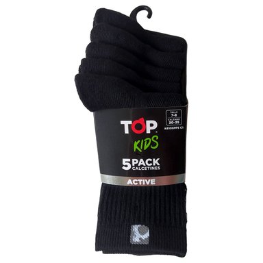 CALCETINES NIÑO DEPORTIVOS LARGOS NEGROS PACK 5 C1 TOP - 3