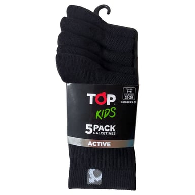 CALCETINES NIÑO DEPORTIVOS LARGOS NEGROS PACK 5 C1 TOP - 3